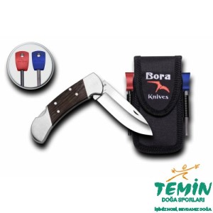 Bora 205 WPS Büyük Boy Yuvarlak Uçlu Wenge Saplı Çakı Survival Kit